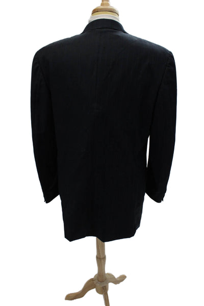 Canali Mens Two Button Notched Lapel Pinstriped Blazer Jacket; Navy Size IT 56L