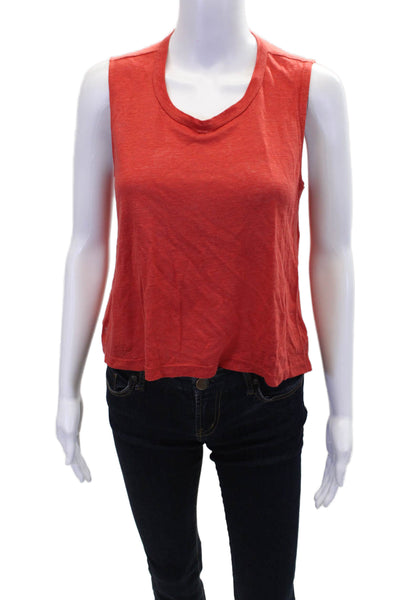 A.L.C. Womens Linen Crew Neck Sleeveless Crop Tank Top Red Size XS