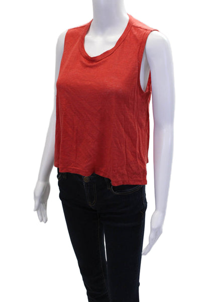 A.L.C. Womens Linen Crew Neck Sleeveless Crop Tank Top Red Size XS