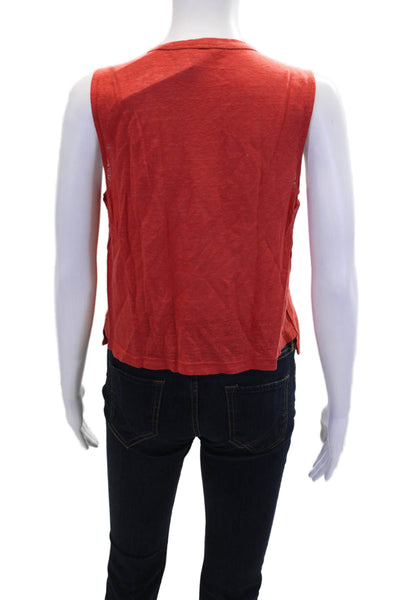 A.L.C. Womens Linen Crew Neck Sleeveless Crop Tank Top Red Size XS