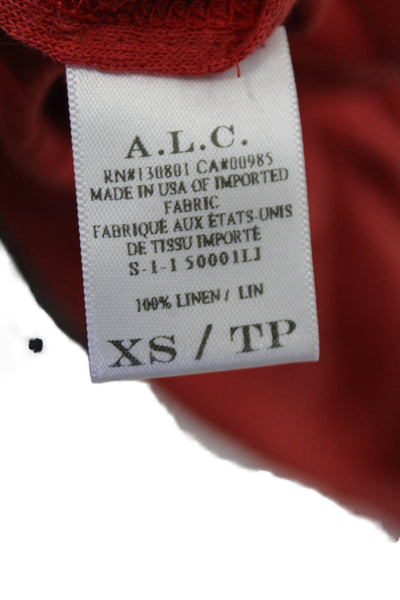A.L.C. Womens Linen Crew Neck Sleeveless Crop Tank Top Red Size XS