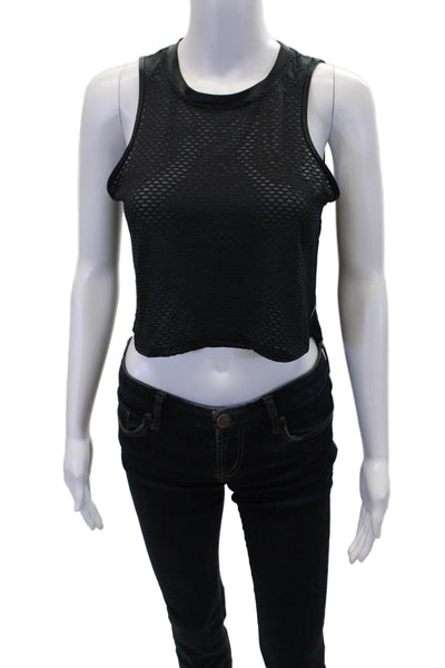 KORAL ACTIVEWEAR Womens Printed Crew Neck Mesh Active Tank Top Navy Size S