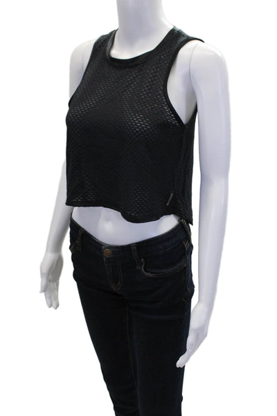 KORAL ACTIVEWEAR Womens Printed Crew Neck Mesh Active Tank Top Navy Size S