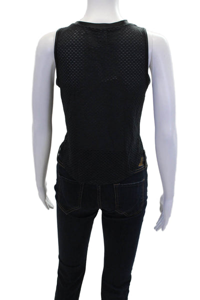 KORAL ACTIVEWEAR Womens Printed Crew Neck Mesh Active Tank Top Navy Size S