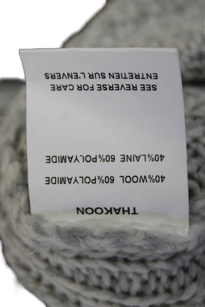 Thakoon Addition Womens Wool Fringe Detail Crew Neck Sweater Top Gray Size S