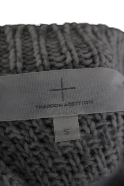 Thakoon Addition Womens Wool Fringe Detail Crew Neck Sweater Top Gray Size S