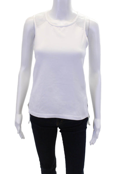 Heroine Sport Womens Mesh Back Crew Neck Sleeveless Tank Top White Size XS