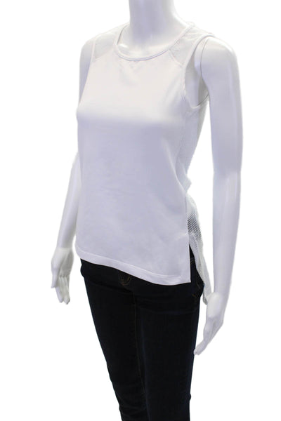 Heroine Sport Womens Mesh Back Crew Neck Sleeveless Tank Top White Size XS