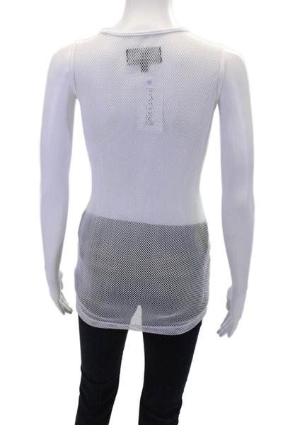 Heroine Sport Womens Mesh Back Crew Neck Sleeveless Tank Top White Size XS