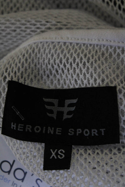 Heroine Sport Womens Mesh Back Crew Neck Sleeveless Tank Top White Size XS