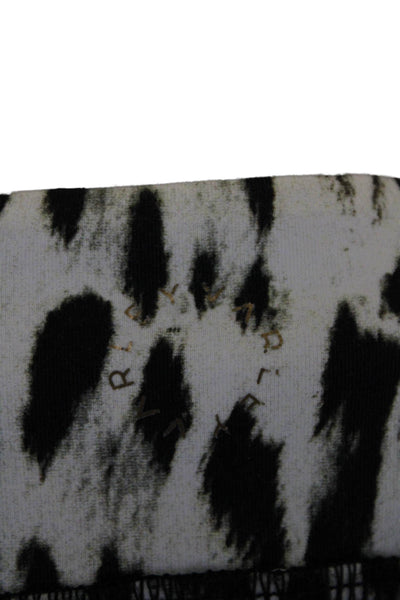 Varley Womens Leopard Print High Rise Pull On Cropped Leggings Black White Sz S