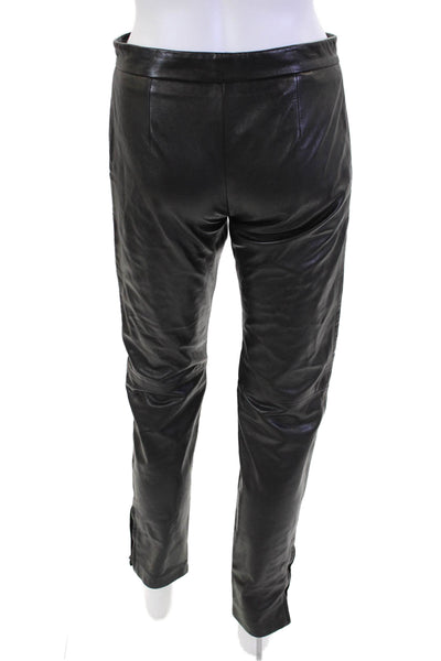 Alberta Ferretti Womens Leather Two Pocket Mid-Rise Skinny Pants Black Size 2