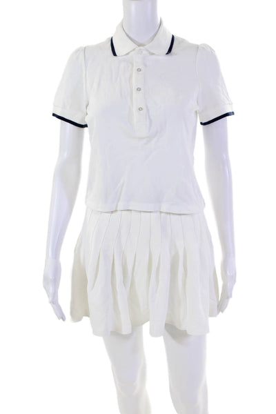 The Upside Womens Organic Cotton Polo Skirt + Pleated Skort Set White Size XS S
