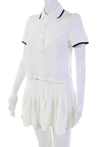 The Upside Womens Organic Cotton Polo Skirt + Pleated Skort Set White Size XS S