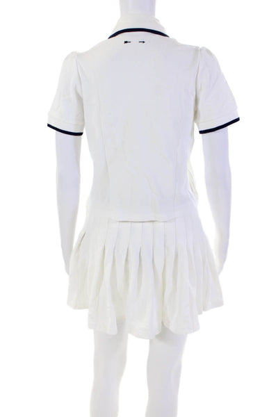 The Upside Womens Organic Cotton Polo Skirt + Pleated Skort Set White Size XS S