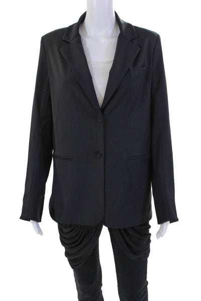 Doo Ri Womens Wool Two Button Drape Detail Blazer Jacket Black Size 8