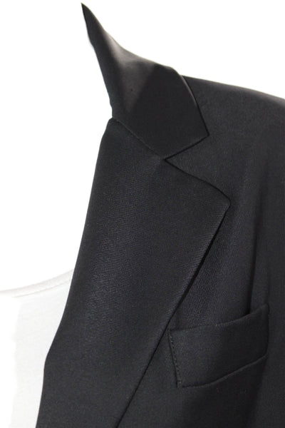 Doo Ri Womens Wool Two Button Drape Detail Blazer Jacket Black Size 8