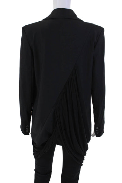 Doo Ri Womens Wool Two Button Drape Detail Blazer Jacket Black Size 8