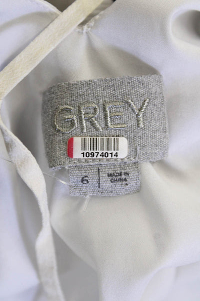 Grey Jason Wu Womens Silk V Neck Floral Lightweight Kaftan Dress White Size 6