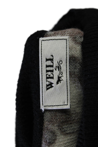 Weill Womens Knit Animal Print Long Sleeve Turtleneck Sweater Top Brown Size S
