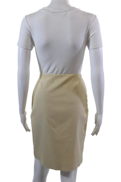 Ralph Lauren Black Label Womens Sid Zip Knee Length Pencil Skirt Beige Size 2