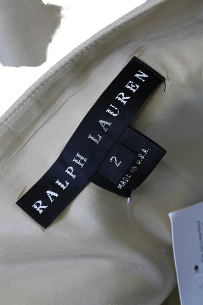 Ralph Lauren Black Label Womens Sid Zip Knee Length Pencil Skirt Beige Size 2