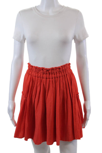 Apiece Apart Womens Linen Blend Pull On A Line Skirt Bright Orange Size 4
