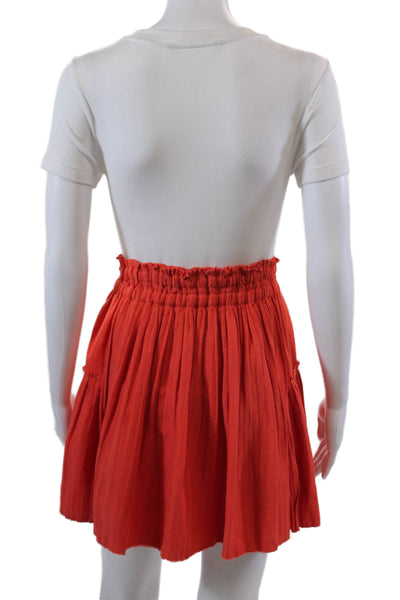 Apiece Apart Womens Linen Blend Pull On A Line Skirt Bright Orange Size 4