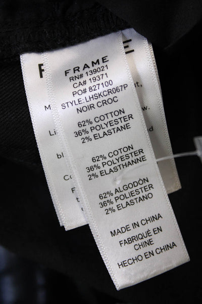 Frame Womens Crocodile Print Le High Rise Skinny Leg Jeans Noir Black Size 26