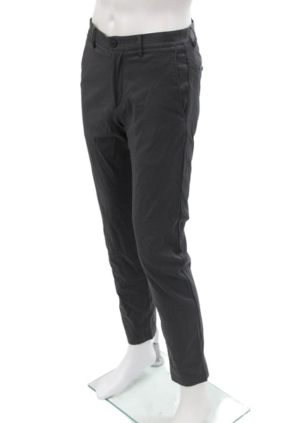 Theory Mens Zippered Flat Front Tapered Dress Pants Solid Gray Size 30