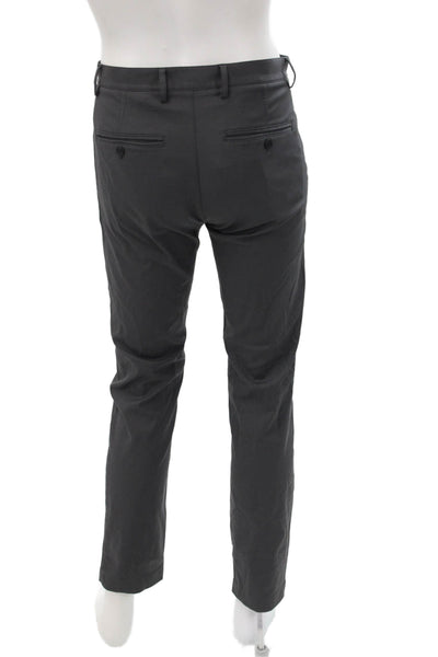 Theory Mens Zippered Flat Front Tapered Dress Pants Solid Gray Size 30