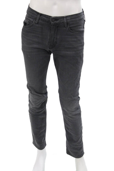 Paige Mens Zippered 5-Pocket Tapered  Denim Jeans Solid Gray Size 30