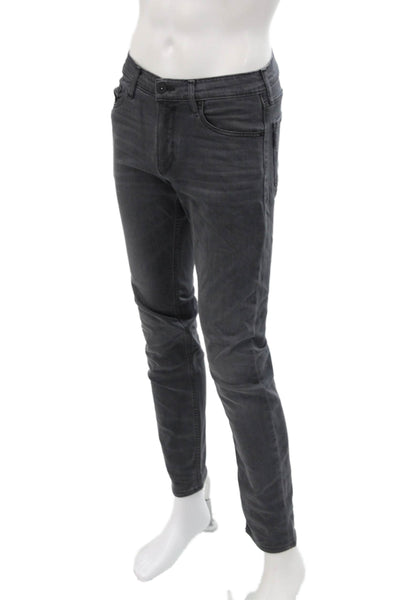 Paige Mens Zippered 5-Pocket Tapered  Denim Jeans Solid Gray Size 30