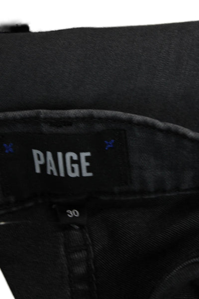 Paige Mens Zippered 5-Pocket Tapered  Denim Jeans Solid Gray Size 30