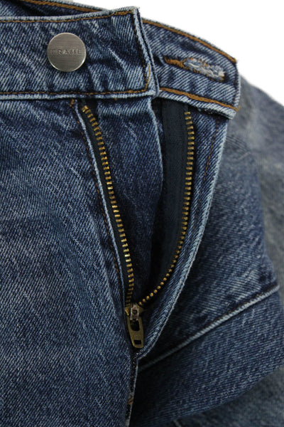Frame Mens Cotton Distressed Zip Medium Wash Skinny Jeans Blue Size 31