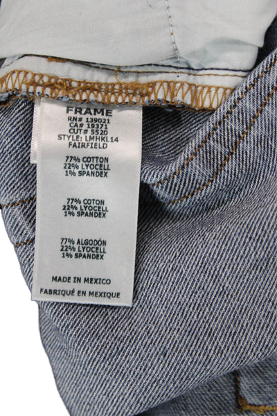 Frame Mens Cotton Distressed Zip Medium Wash Skinny Jeans Blue Size 31