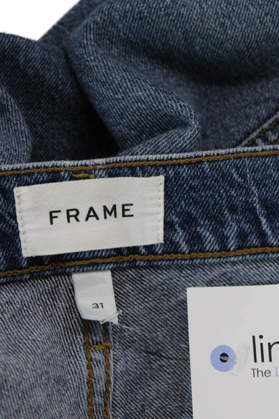 Frame Mens Cotton Distressed Zip Medium Wash Skinny Jeans Blue Size 31