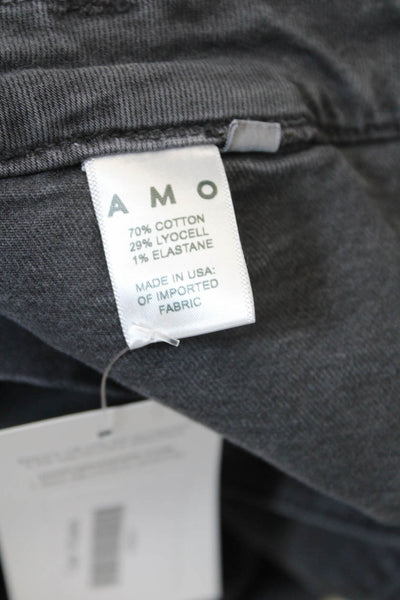 AMO Womens Cotton Mid Rise Raw Hem Straight Leg Crop Trousers Black Size 31