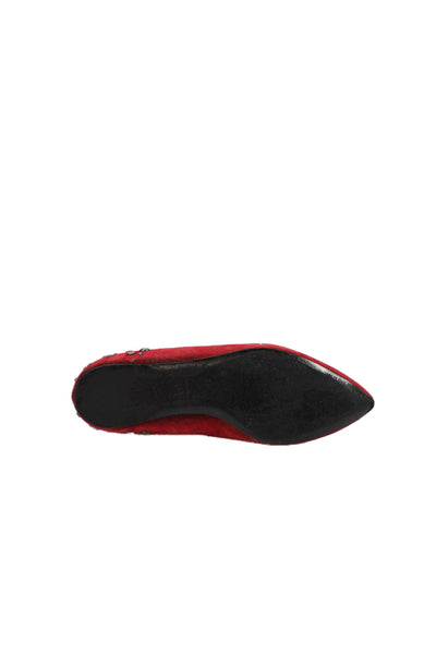 McQ Womens Suede Studded Pointed Toe Slip-On Flats Solid Red Size 5
