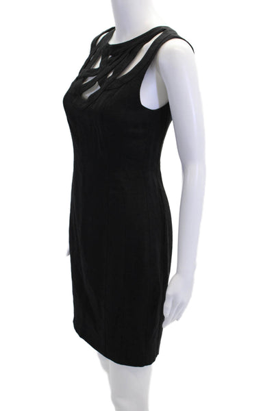 Adam Adam Lippes Womens Back Zip Cut Out Sheath Dress Black Cotton Size 2