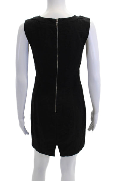 Adam Adam Lippes Womens Back Zip Cut Out Sheath Dress Black Cotton Size 2