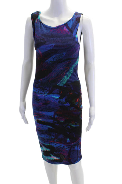 Erdem Womens Sleeveless Scoop Neck Knit Abstract Dress Blue Black Size 4