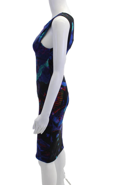 Erdem Womens Sleeveless Scoop Neck Knit Abstract Dress Blue Black Size 4