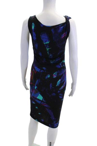 Erdem Womens Sleeveless Scoop Neck Knit Abstract Dress Blue Black Size 4