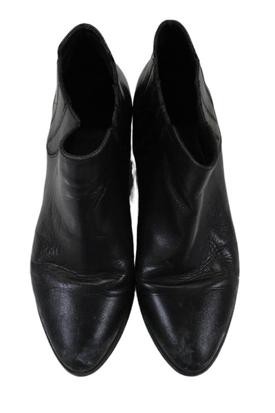 Joie Womens Leather Stretch Inset Pull On Ankle Boots Black Size 38 8