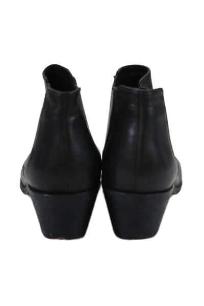 Joie Womens Leather Stretch Inset Pull On Ankle Boots Black Size 38 8