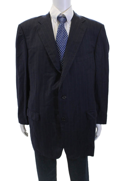 Ermenegildo Zegna Men's Long Sleeves Three Button Jacket Navy Striped Size 52