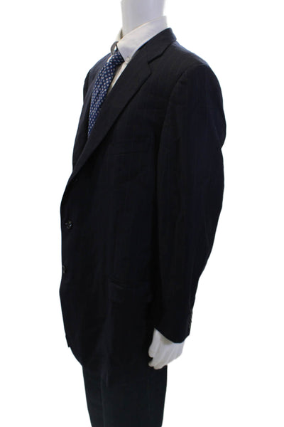 Ermenegildo Zegna Men's Long Sleeves Three Button Jacket Navy Striped Size 52