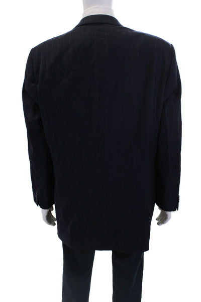 Ermenegildo Zegna Men's Long Sleeves Three Button Jacket Navy Striped Size 52