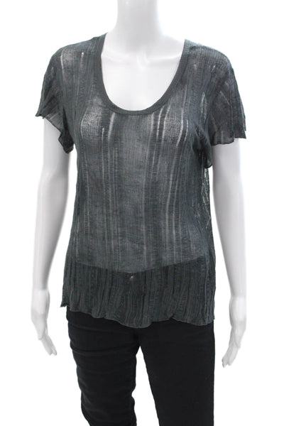 Inhabit Women's Round Neck Short Sleeves Basic T-Shirt Black Size P